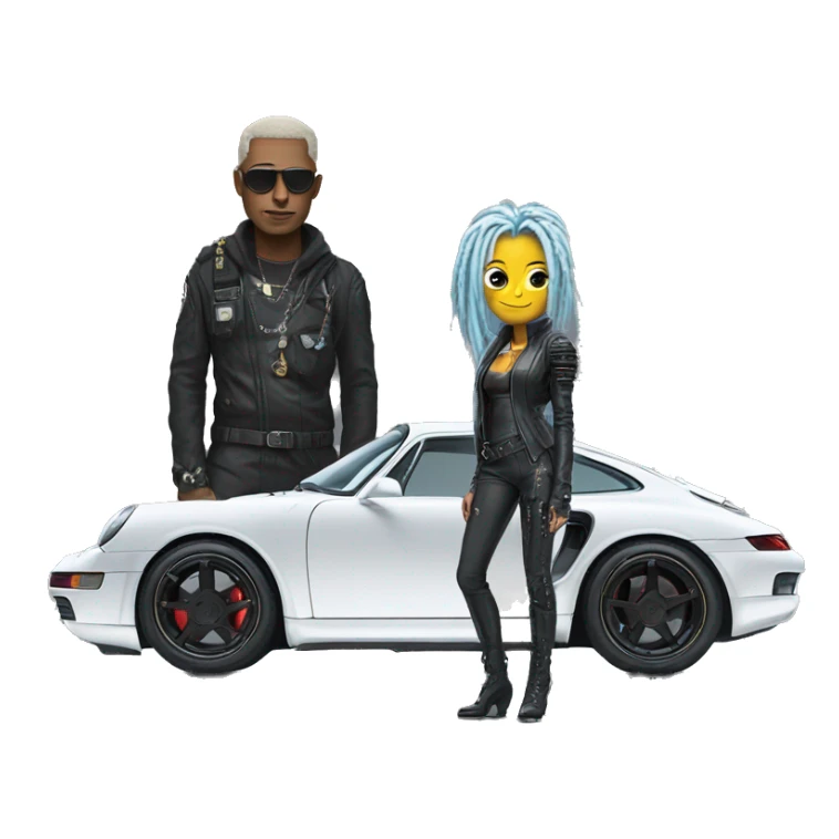 cyber punk next to porsche sticker