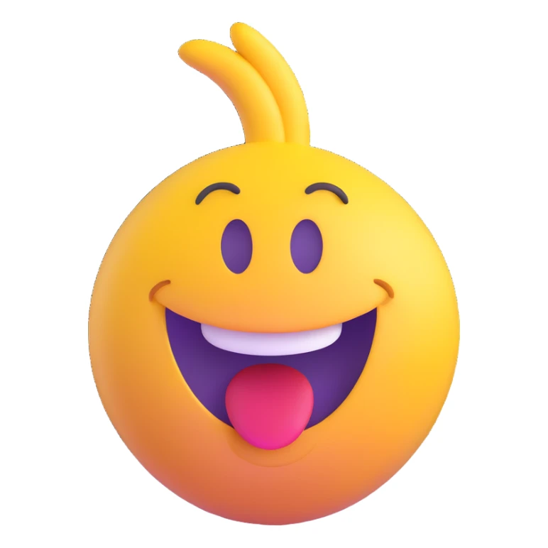 goofy classic emoji with playful expression, bright yellow, big smile sticker