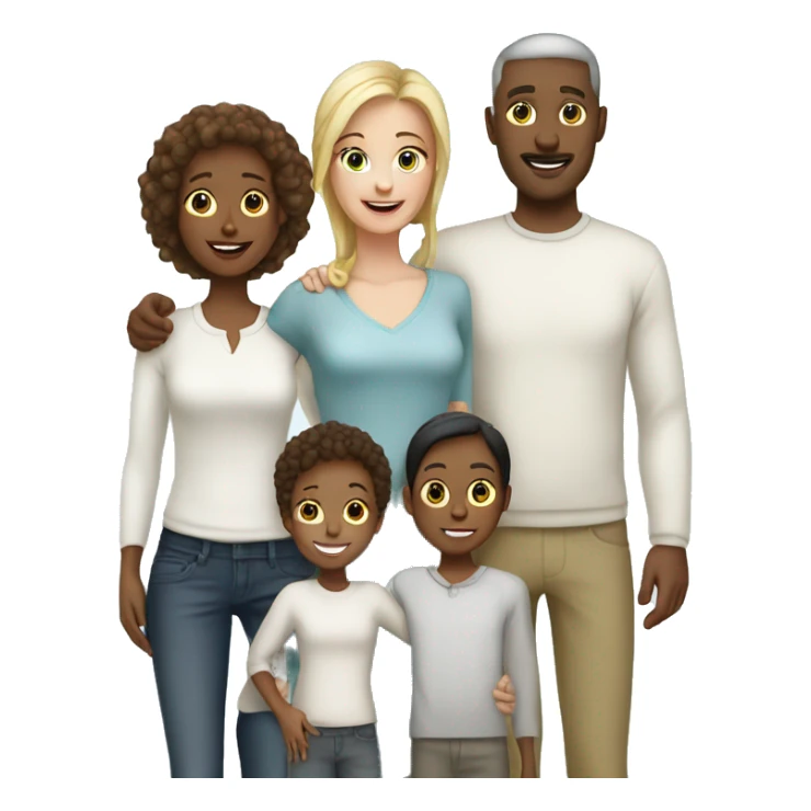 White family with parents 4 girs 1 boy sticker