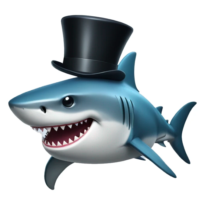 Shark with a top hat sticker