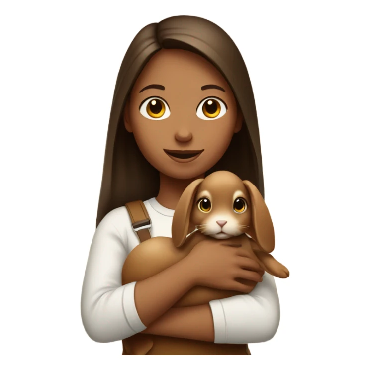 Girl with brown rabbit  indoors sticker