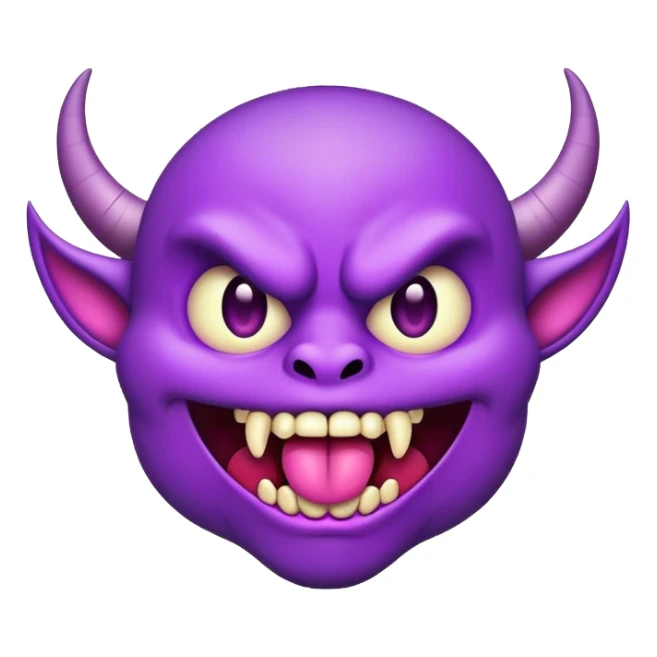 purple demon emoji with tongue sticking out sticker