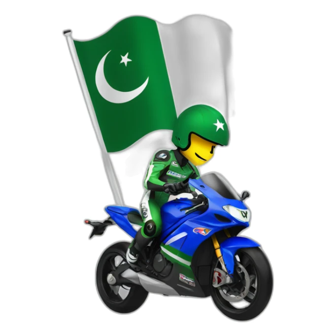 supersport motorcycle guy helmet holding pakistan flag racing sticker