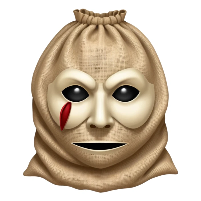 horror movie villain with burlap sack mask with one eyehole sticker