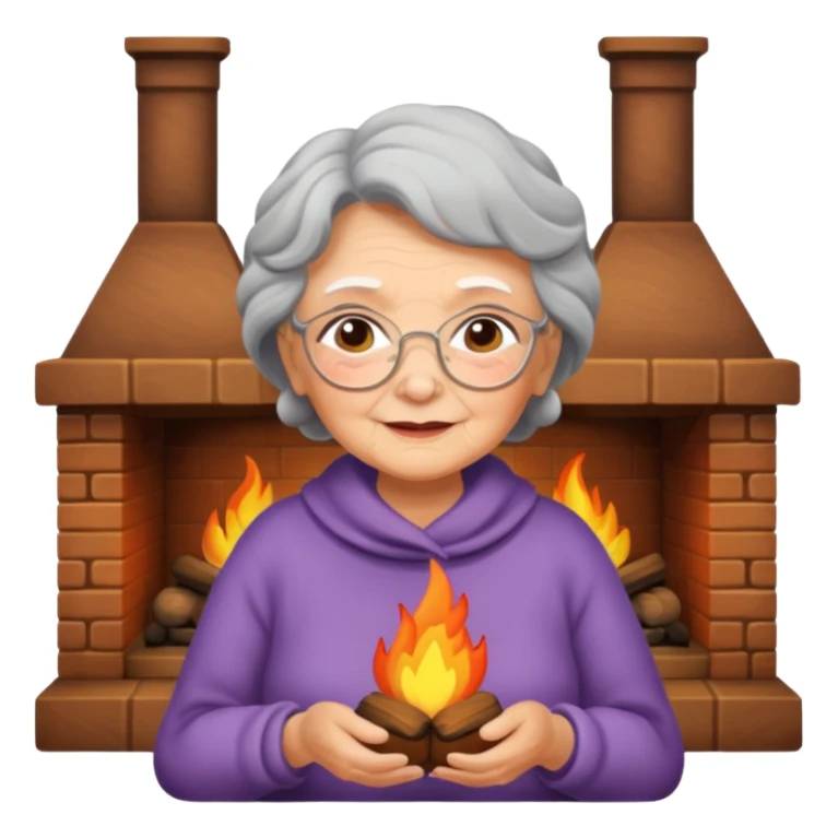 Grandma cozy by the fireplace  sticker