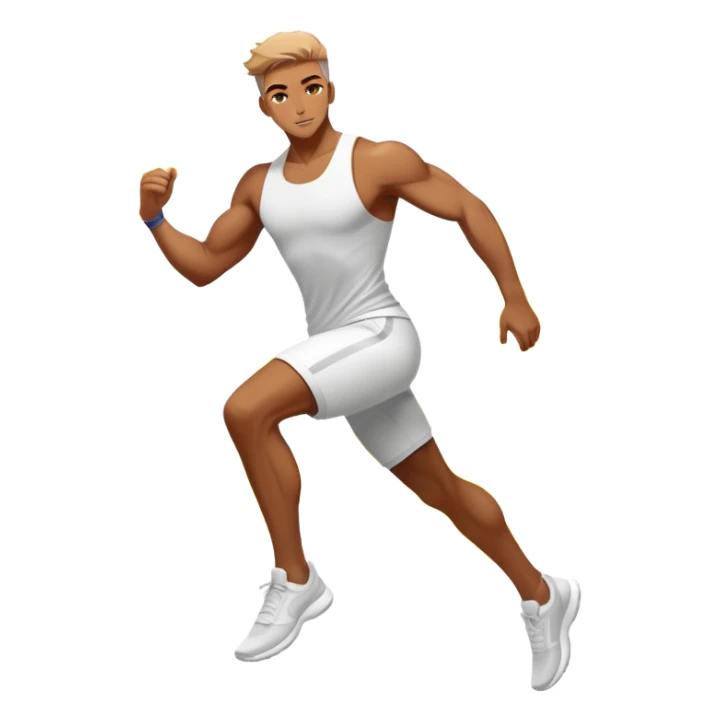 Masculine silhouette with athletic wear, surrounded by transformative energy aura, dynamic style essence with floating fashion elements sticker