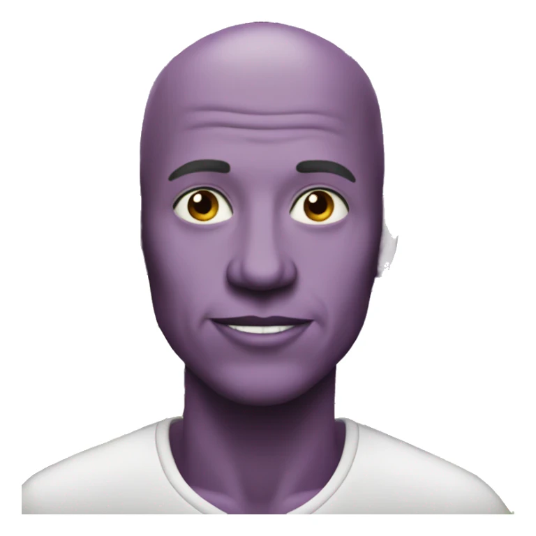 a bald man with purple skin eating a bunch of grapes sticker