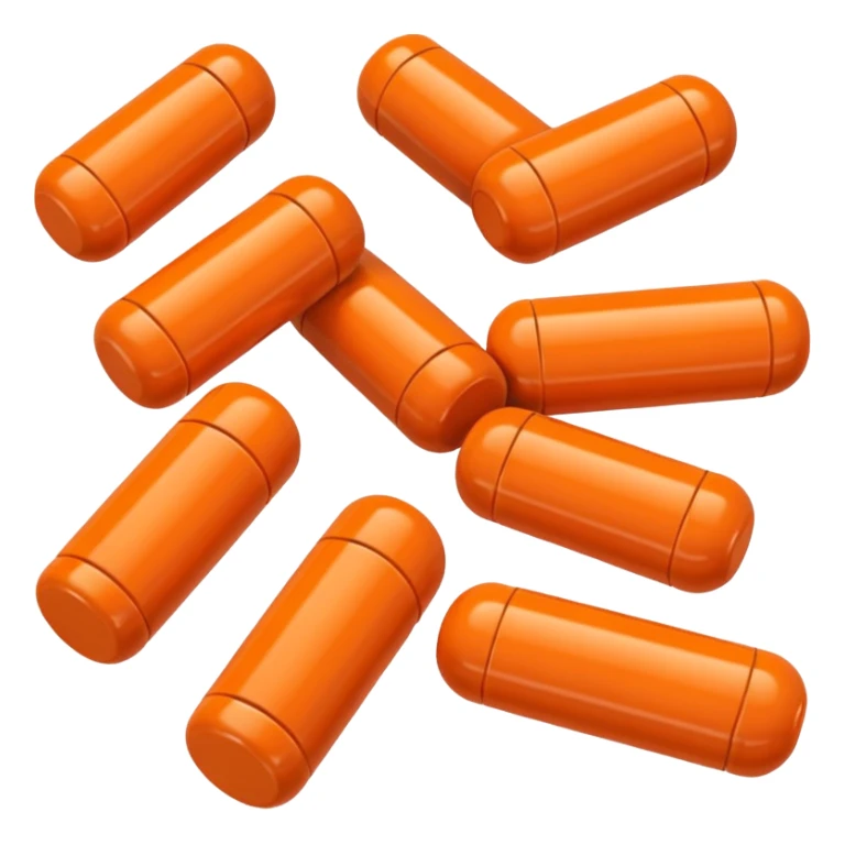 orange cylindrical pieces pill shaped on each end with no lines sticker