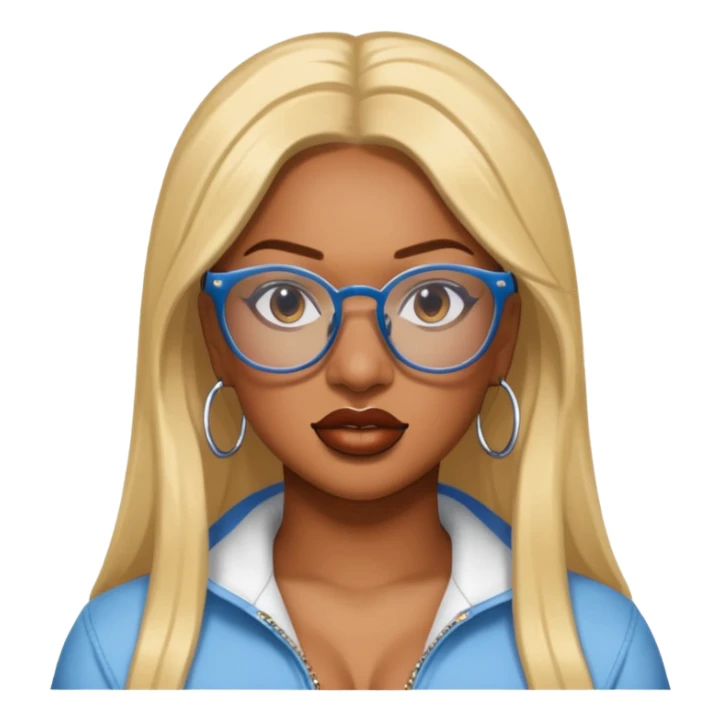 rapper Megan Thee Stallion wear glasses sticker
