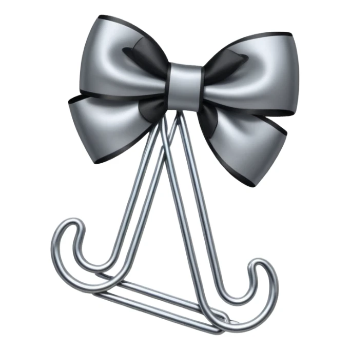 one silver paper clip with a black bow in the middle sticker