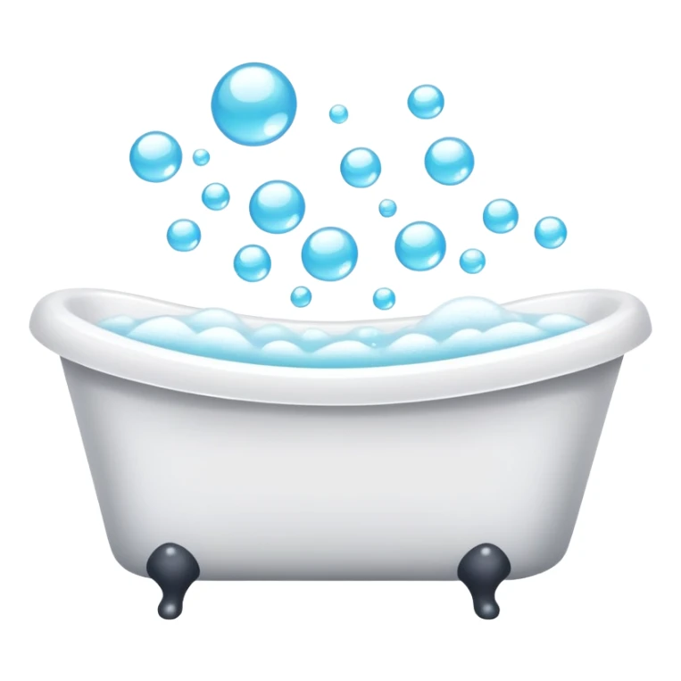 bathtub filled with bubbles, towel and soap nearby, clean and friendly sticker