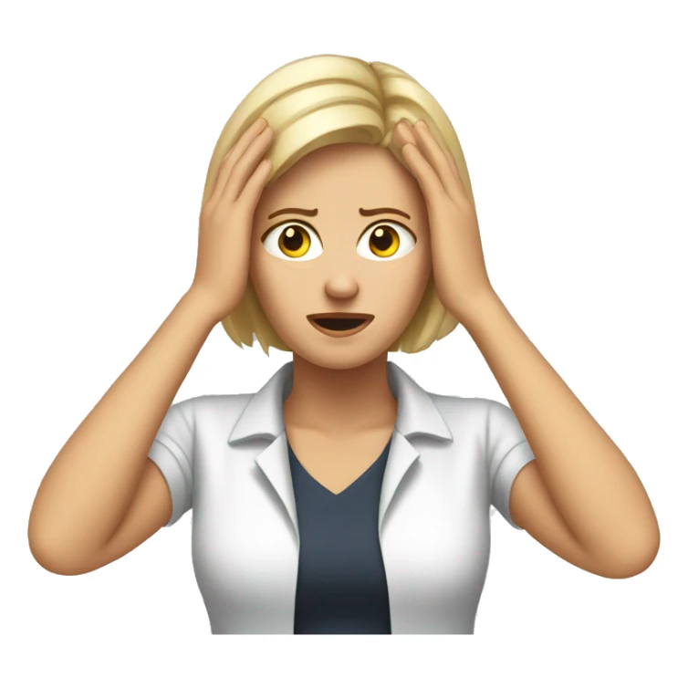 frustrated white woman with hands on her head sticker