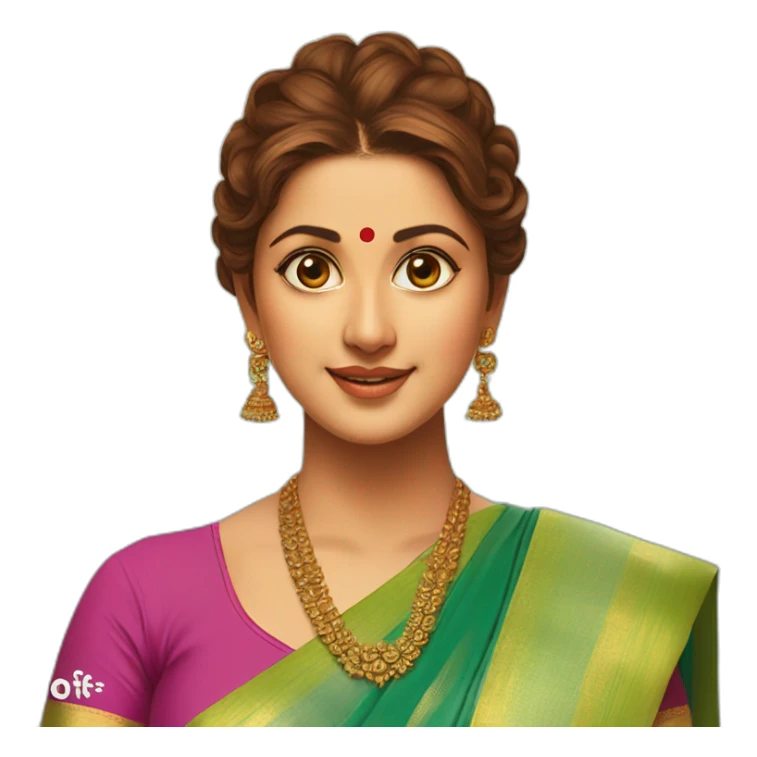 a TOK face of nayanthara with binthi in saree sticker