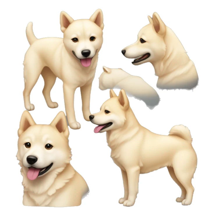Cream color face and body, light beige ear retriever and jindo mix sticker