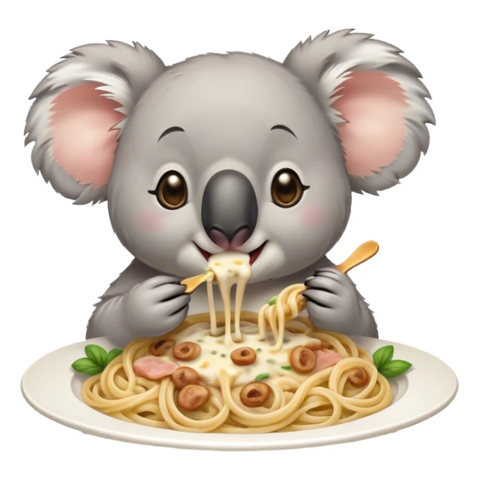 Koala eating carbonara pasta sticker