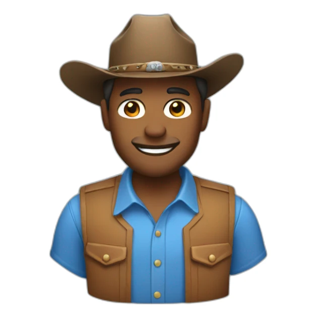 man with cowboy hat and blue shirt sticker