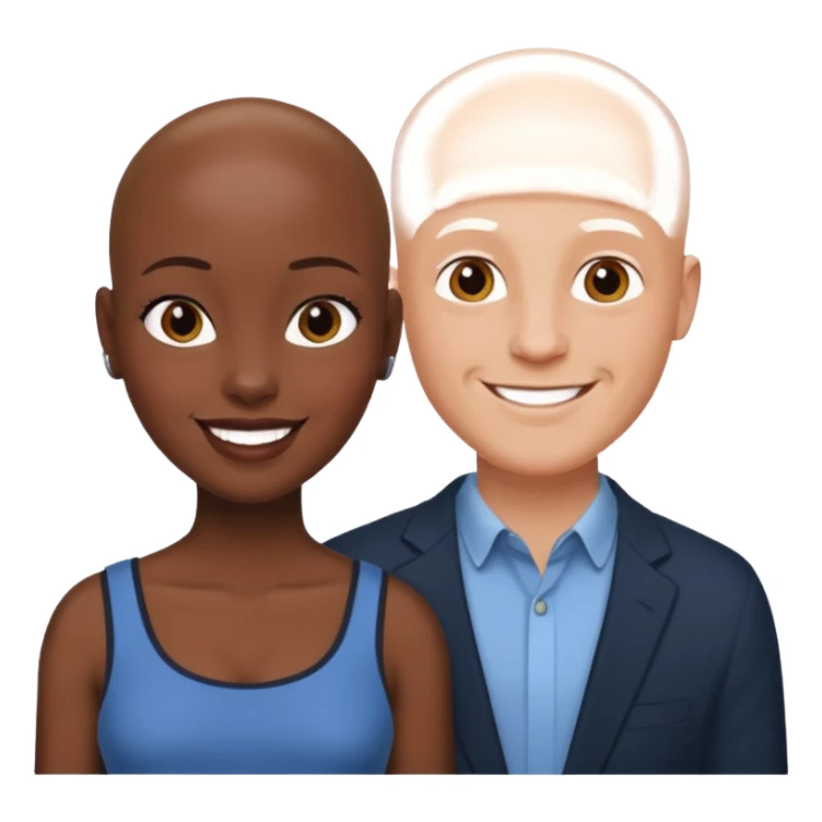 Bald white guy black girl sticker