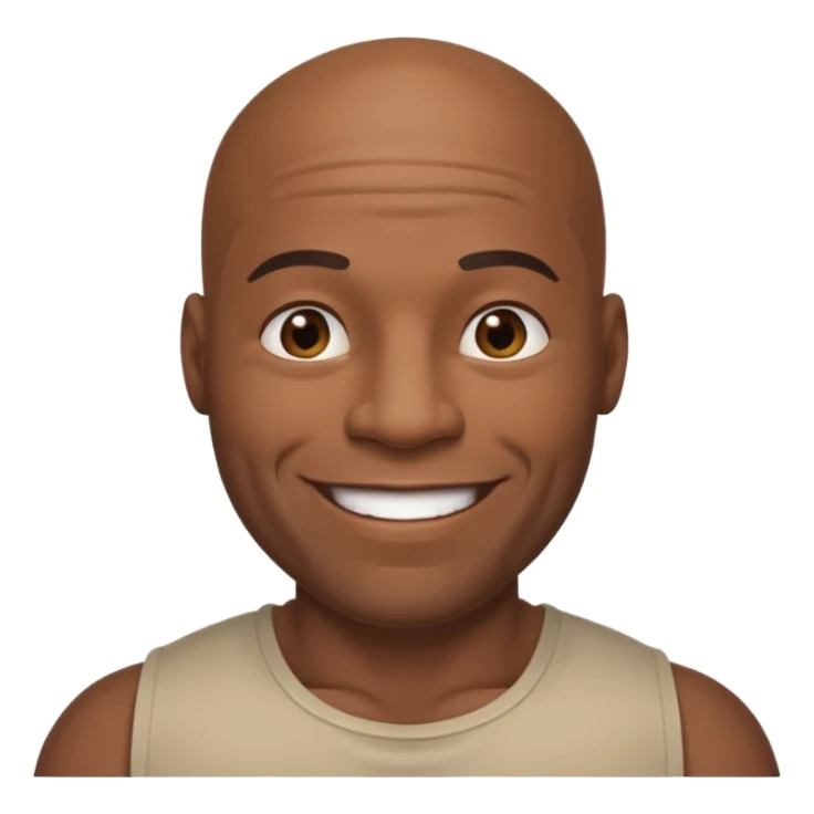 big bald muscular black man smiling sticker