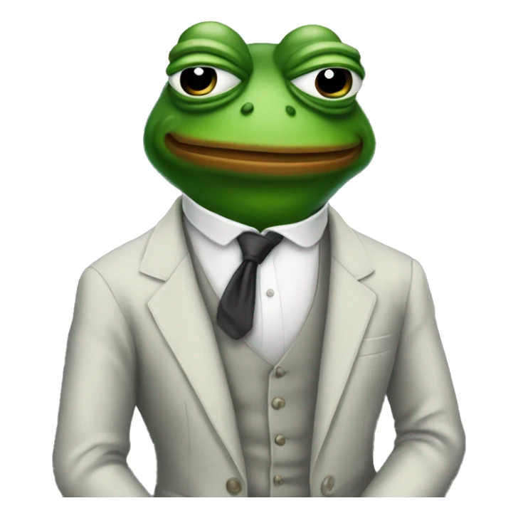 pepe the frog as a 1987 suited up man sticker