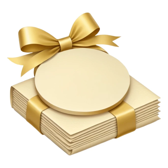 folded papers in round with a gold ribbon sticker