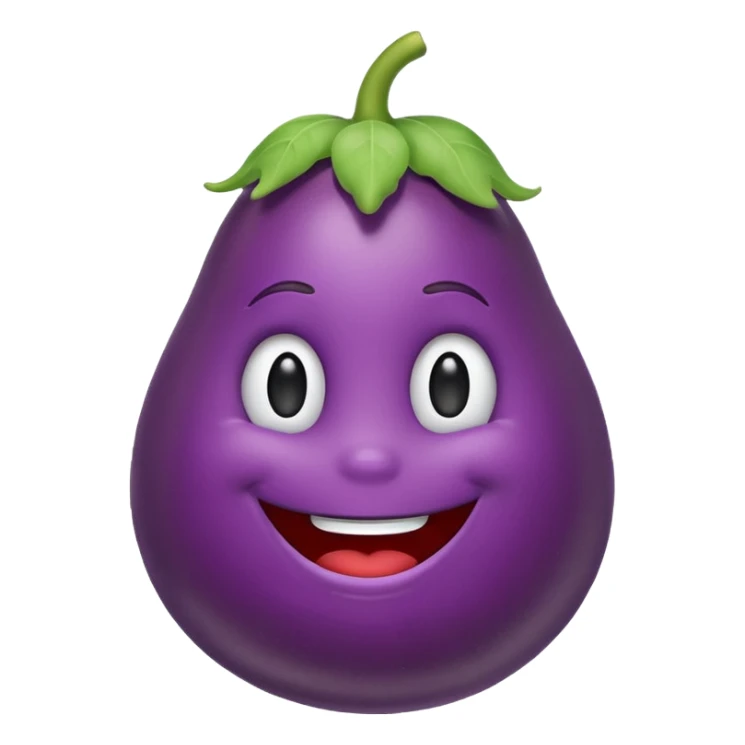 eggplant emoji smiling in Apple style sticker