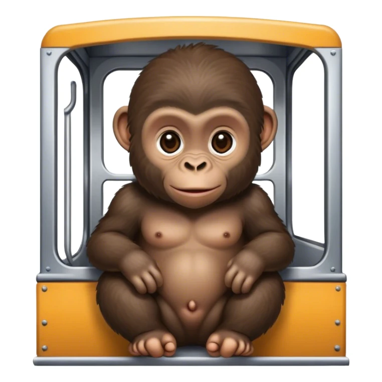 baby gorilla sitting in train carriage sticker