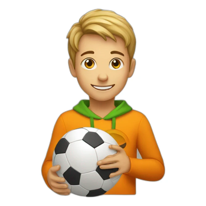 Enfant qui joue au foot avec une citrouille sticker
