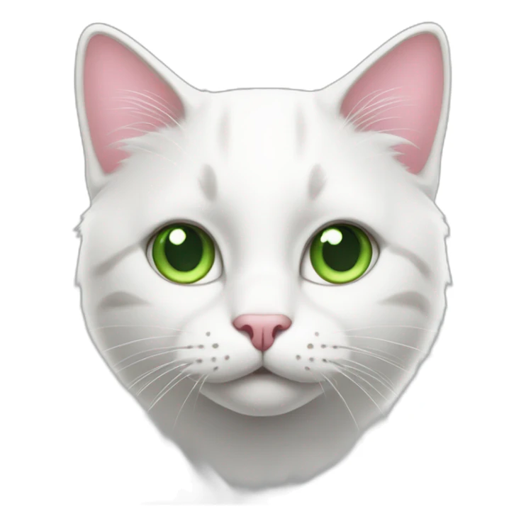 white male cat whith grey hair, green eyes and pink nose sticker
