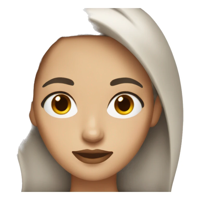 White woman with brown hair and brown eyes and makeup sticker