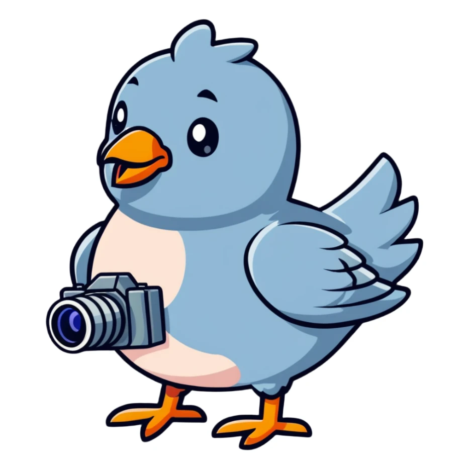 playful spy pigeon with a camera around its neck sticker