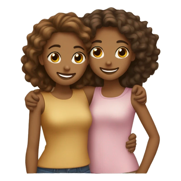 two girl best friends hugging one brown skinned and one light brown skinned sticker
