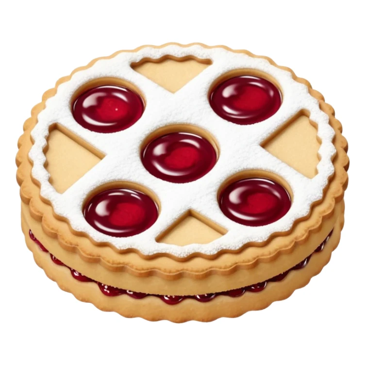 Linzer cookies with a red jam center shaped still round for eyes. sticker