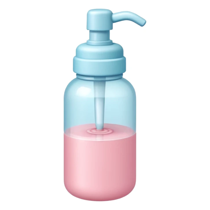cute toy foam pump bottle object icon, pastel colors, rounded plastic bottle, thick foam on top, 3D cartoon, mobile game icon style, clean background, no text, no watermark sticker