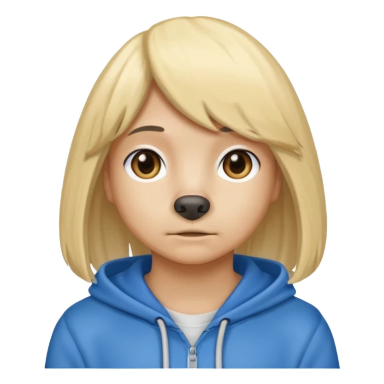 Dog wearing hoodie and wig sticker