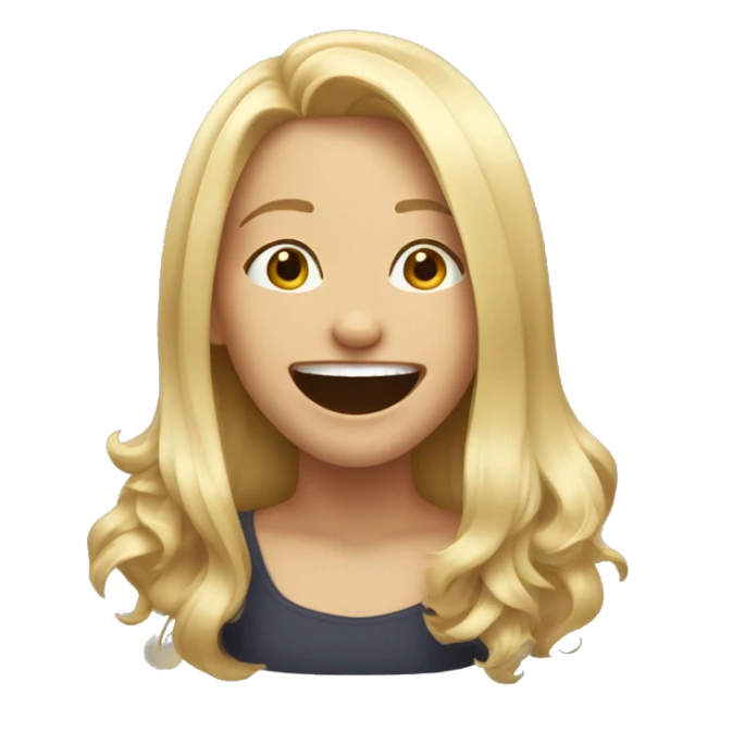 Blonde girl shoulder length hair laughing hysterically  sticker