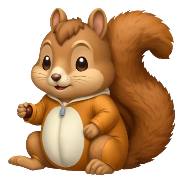 squirrel in acorn pajama suit snoring sticker