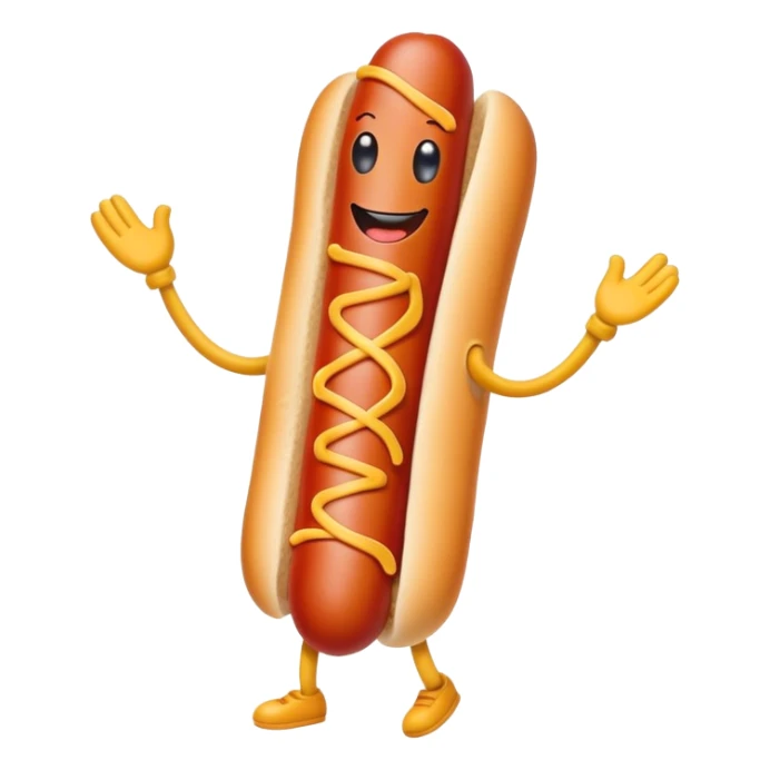 Smiling hotdog with arms and legs  sticker
