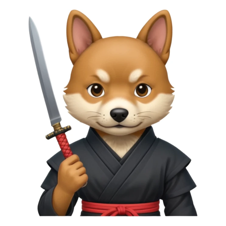 dog japan ancient ninja with small knife sticker