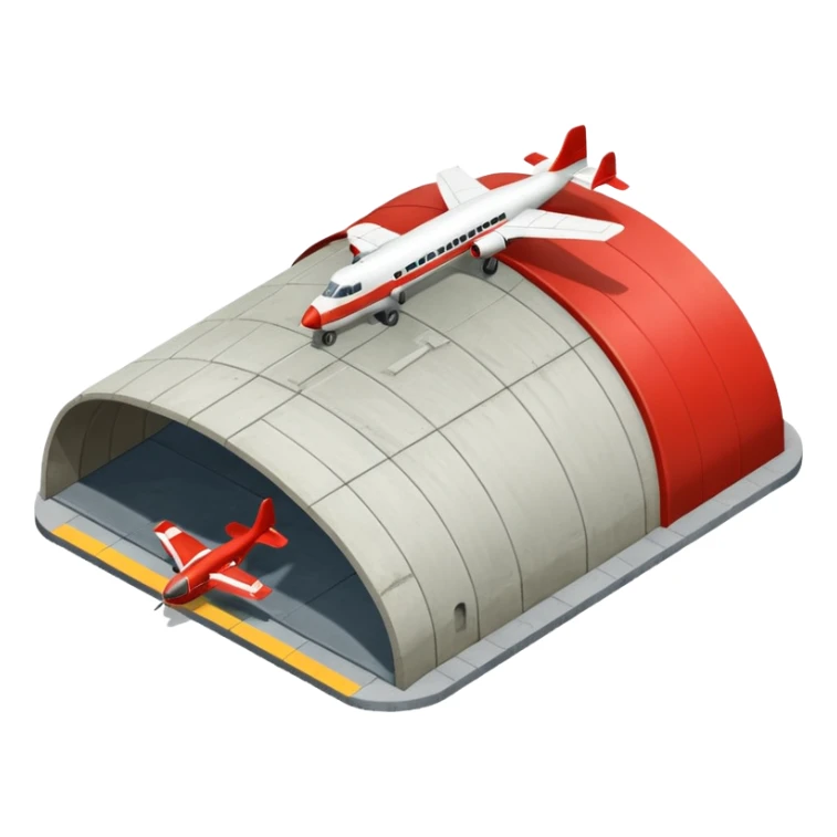 USSR military airplane rounded roof hangar isometry view sticker