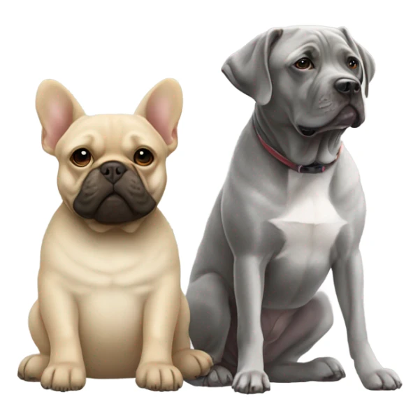 Grey labrador with French bull dog sticker