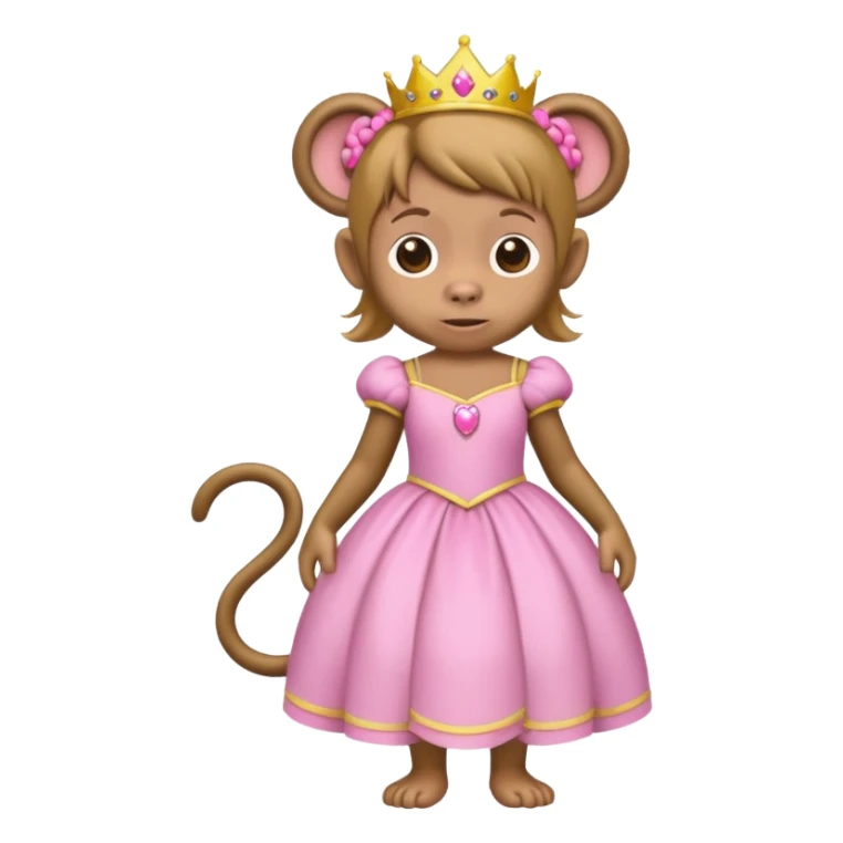 a monkey with braces, whereing a pricess dress, and pigtails sticker
