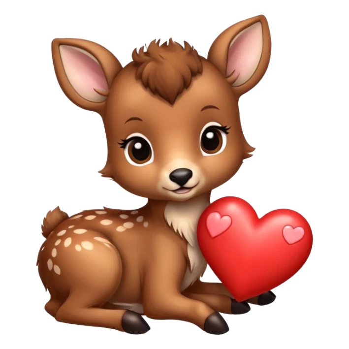 Baby deer with a heart sticker