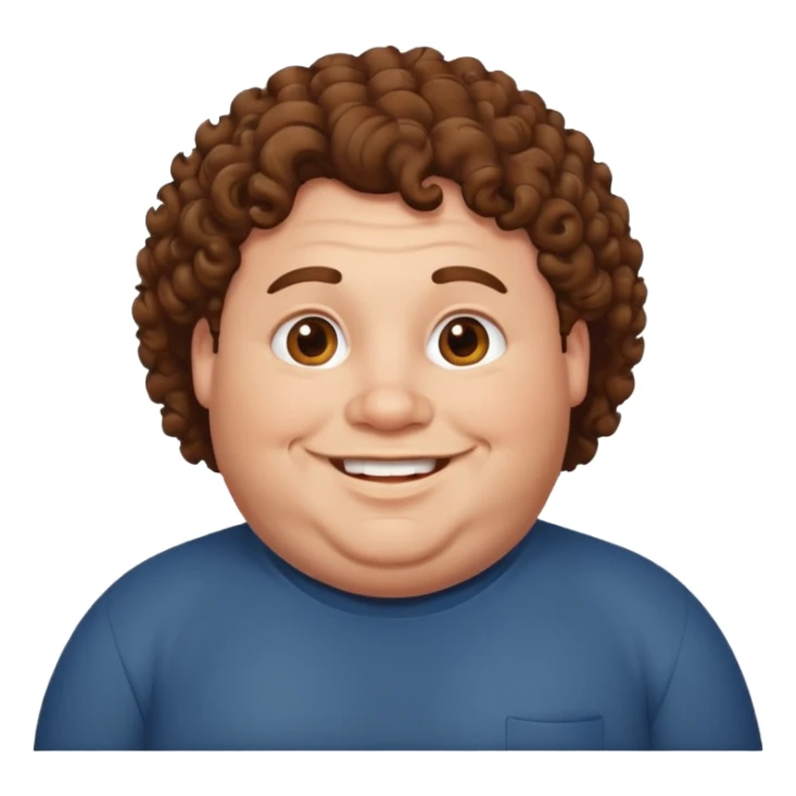 Fat man with brown curly hair  sticker
