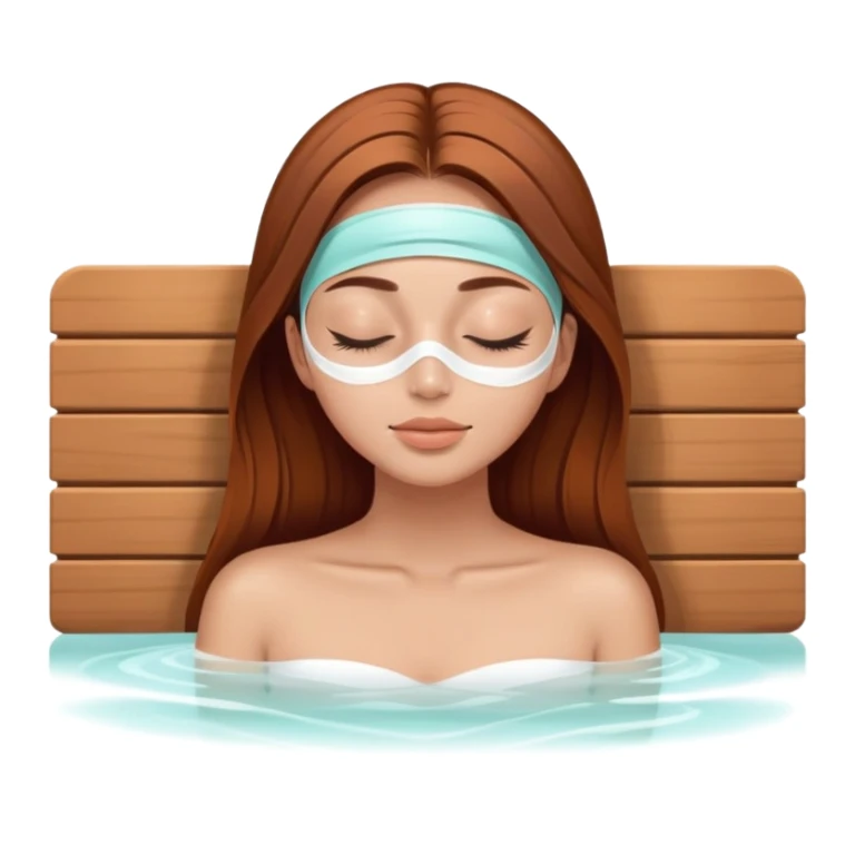 girl in spa with closed eyes, she las light a bit tanned skin, she’s wearing facial mask and she has brown auburn hair straight and long lashes  sticker
