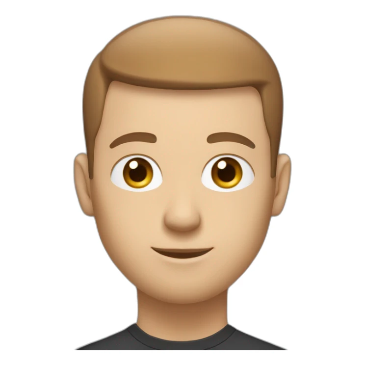software engineer that is white male, with brown buzz cut hair, with white gold earrings, in front of laptop, apple-style sticker