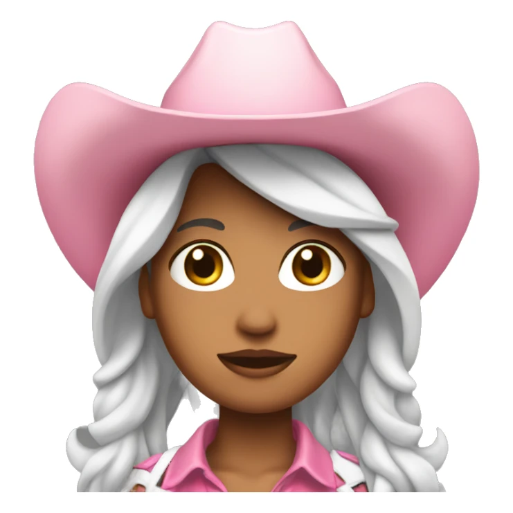 White pink cowgirl with black hair sticker