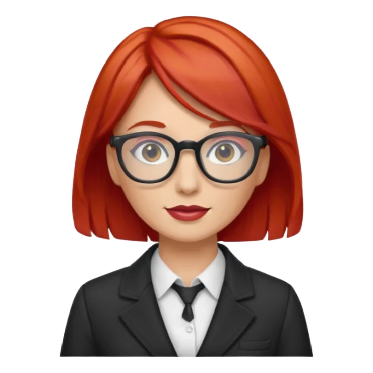 tailor woman with red hair and glasses sticker
