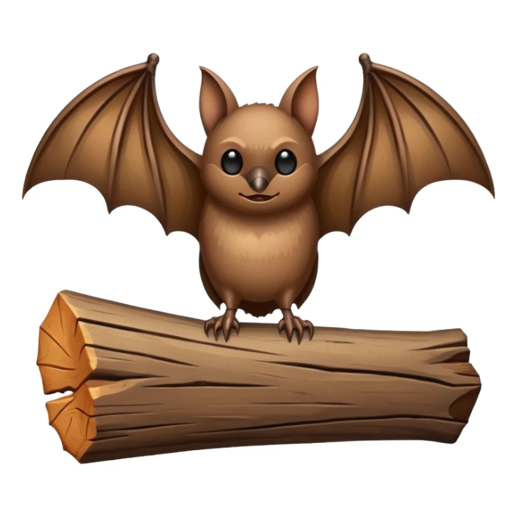 a piece of wood with a bat perched on it sticker