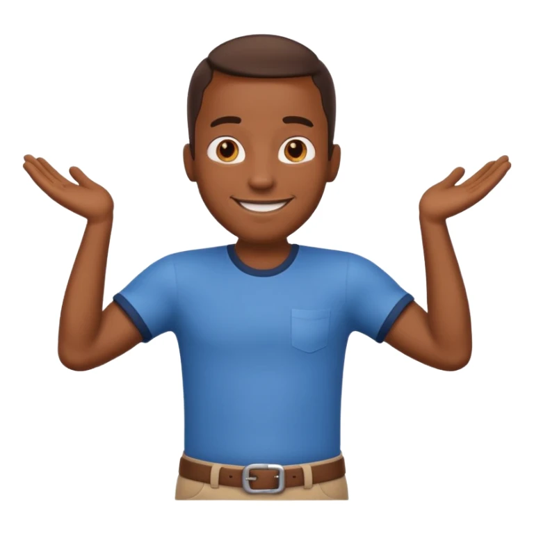 cartoon Black man character, smiling, hands on hips, emoji-style sticker