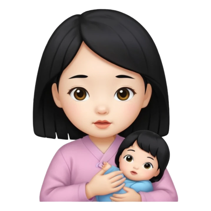 korean black hairbaby girl sticker
